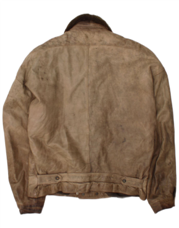 veste en cuir homme vintage IT 50 Grand cuir marron