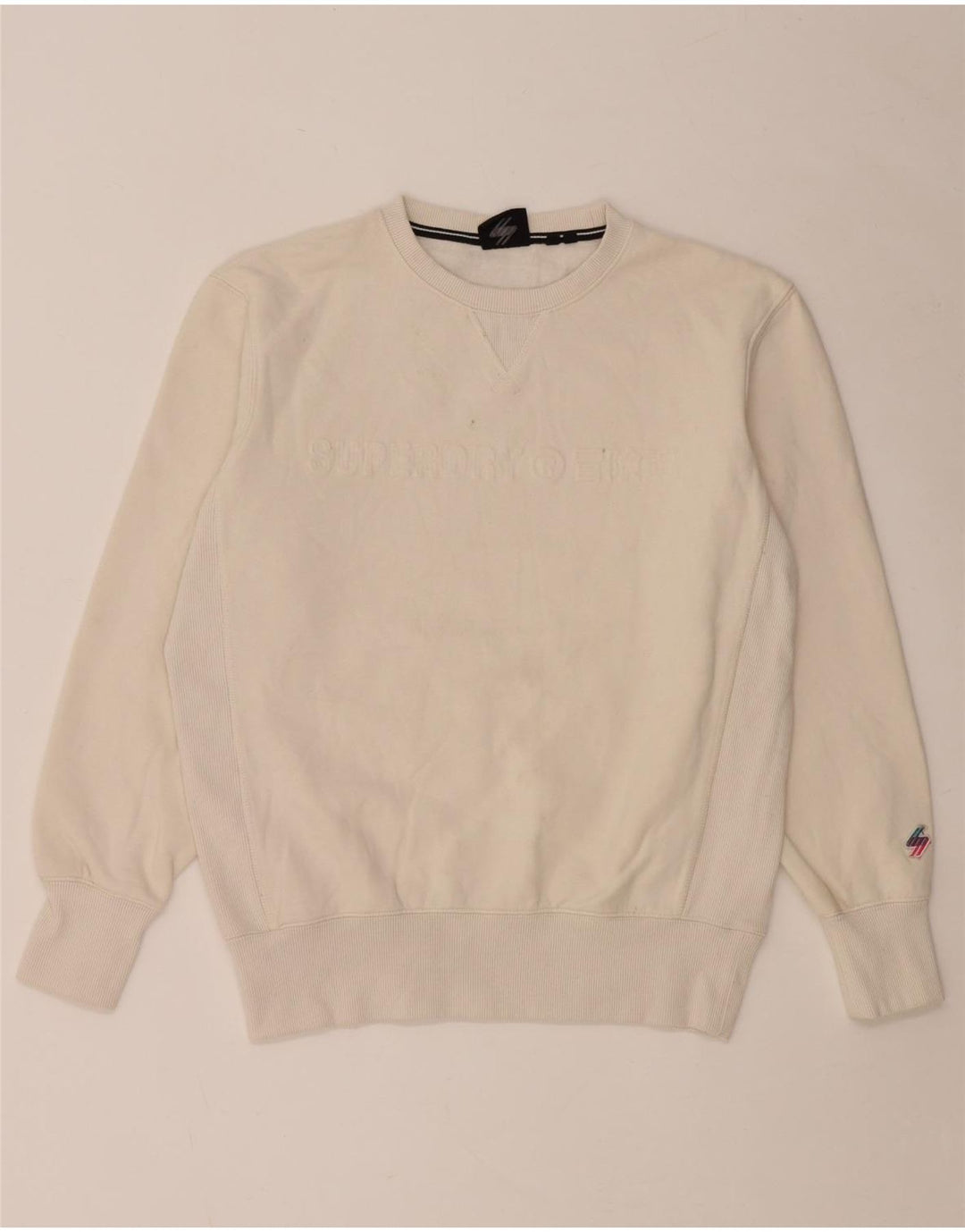 Superdry Sweat-shirt graphique en coton blanc cassé moyen