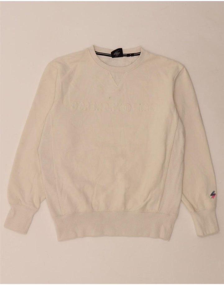 Superdry Sweat-shirt graphique en coton blanc cassé moyen