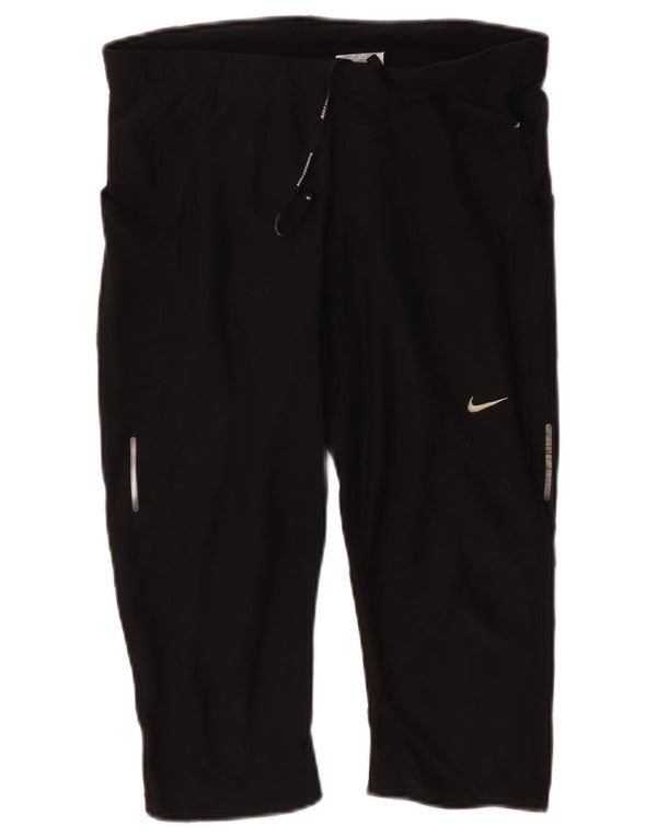 NIKE Pantalon de survêtement Dri Fit Capri pour femme UK 14 Large Noir Polyester