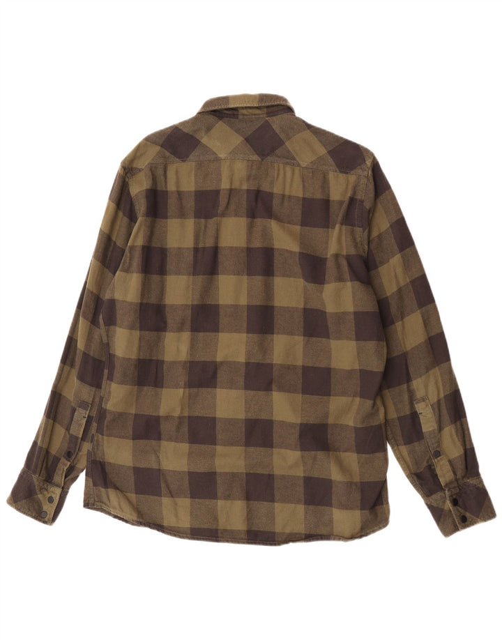 Hugo Boss Chemise en flanelle coupe classique pour hommes, grand coton kaki vichy