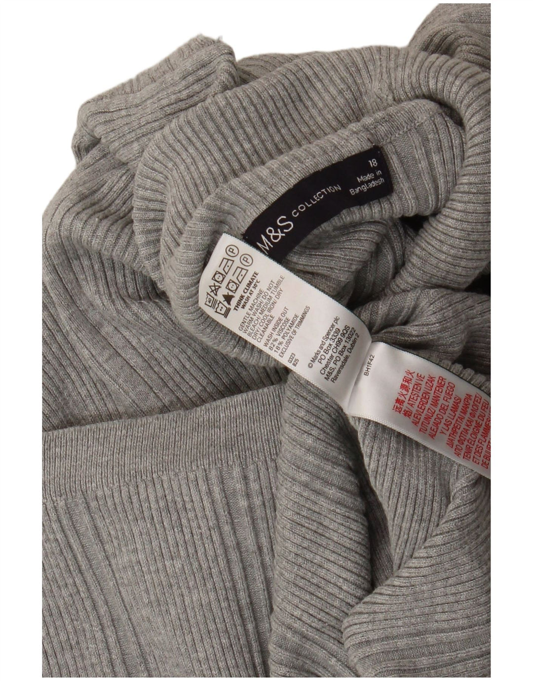 Marks & Spencer Pull col roulé pour femme UK 18 XL Gris Viscose