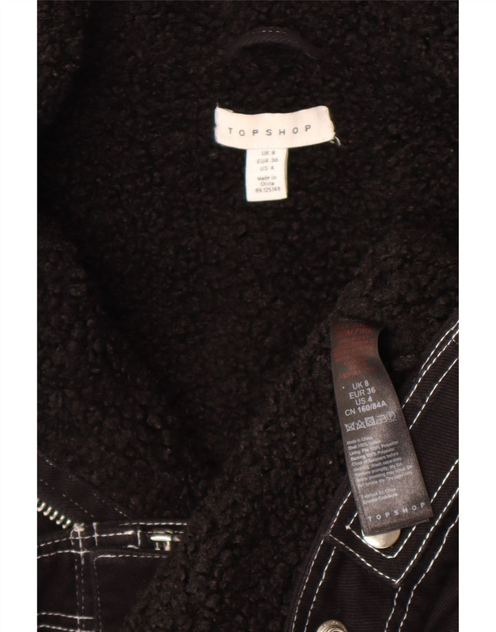 Topshop Veste Sherpa surdimensionnée pour femme UK 8 Small Noir Coton