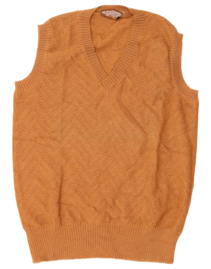 Gispa Débardeur Homme IT 52 Grand Chevron Marron Laine Vierge