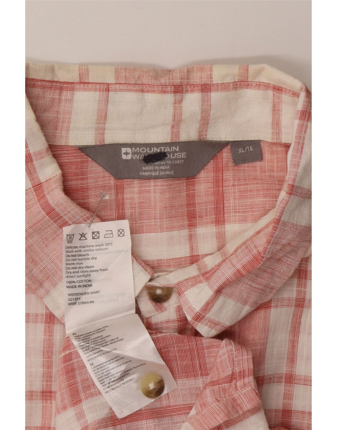 Mountain Warehouse Chemise à manches courtes pour homme XL en coton à carreaux rose