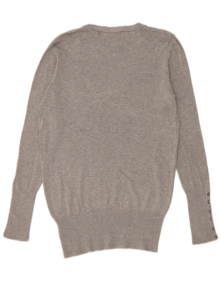 Zara Pull col V pour femme UK 16 Large Rayonne Grise