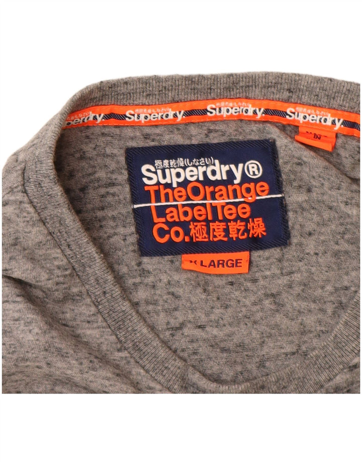Superdry Haut à Manches Longues XL Gris Moucheté Coton Homme
