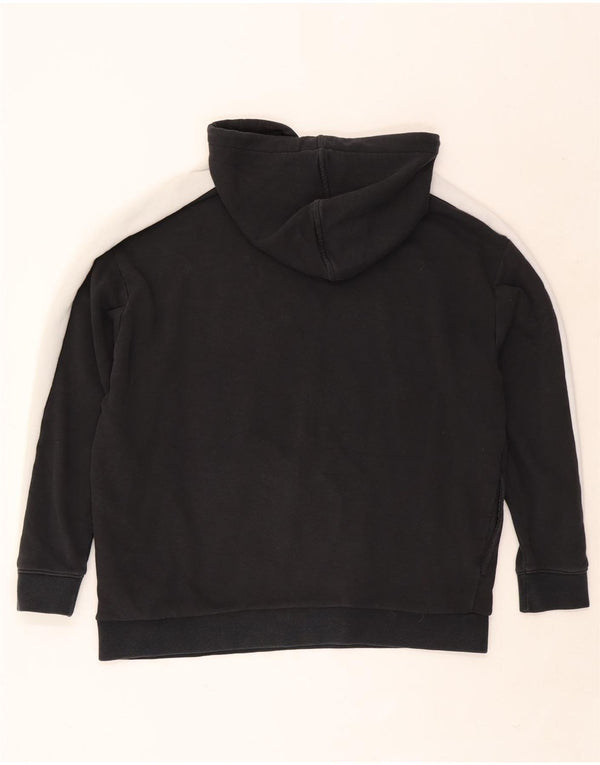 Puma Womens Graphic Oversized Hoodie Jumper UK 12 Medium Black Colourblock