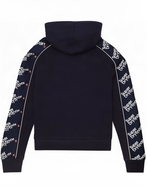 Superdry Pull à capuche graphique court pour femme UK 10 Petit coton bleu marine