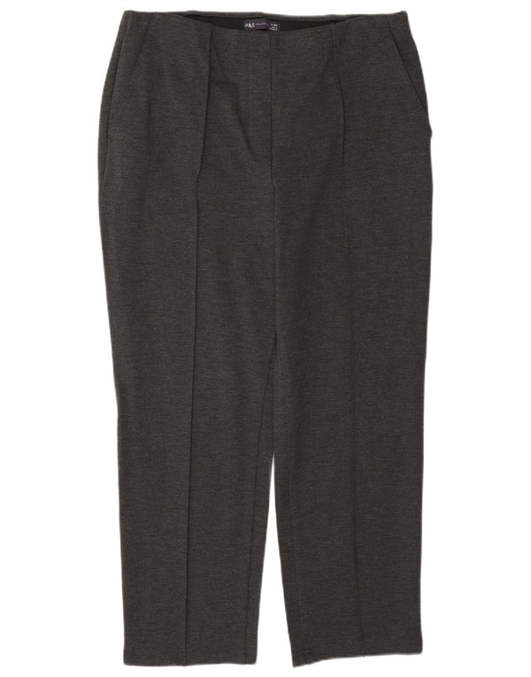 Marks & Spencer Pantalon droit décontracté pour femme UK 14 Large W34 L27 Gris