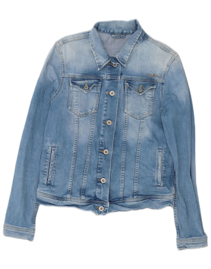 PEPE Jeans Veste en jean pour femme UK 14 Large Bleu Coton