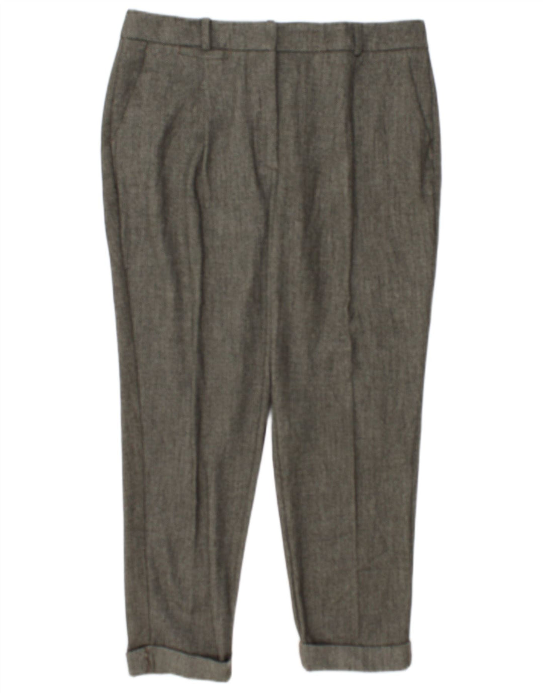 Zara Pantalon de costume court pour femme Medium W28 L24 Kaki Polyester