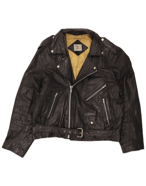CLASSIC Veste de motard en cuir pour homme UK 42 XL Noir