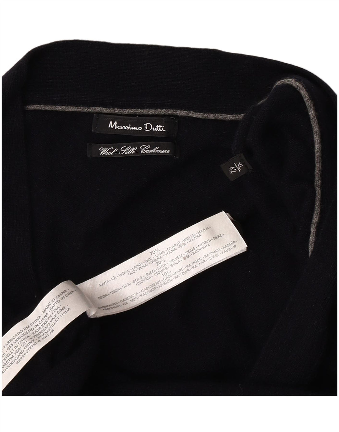 Massimo Dutti Cardigan Homme Pull XL Bleu Marine Laine