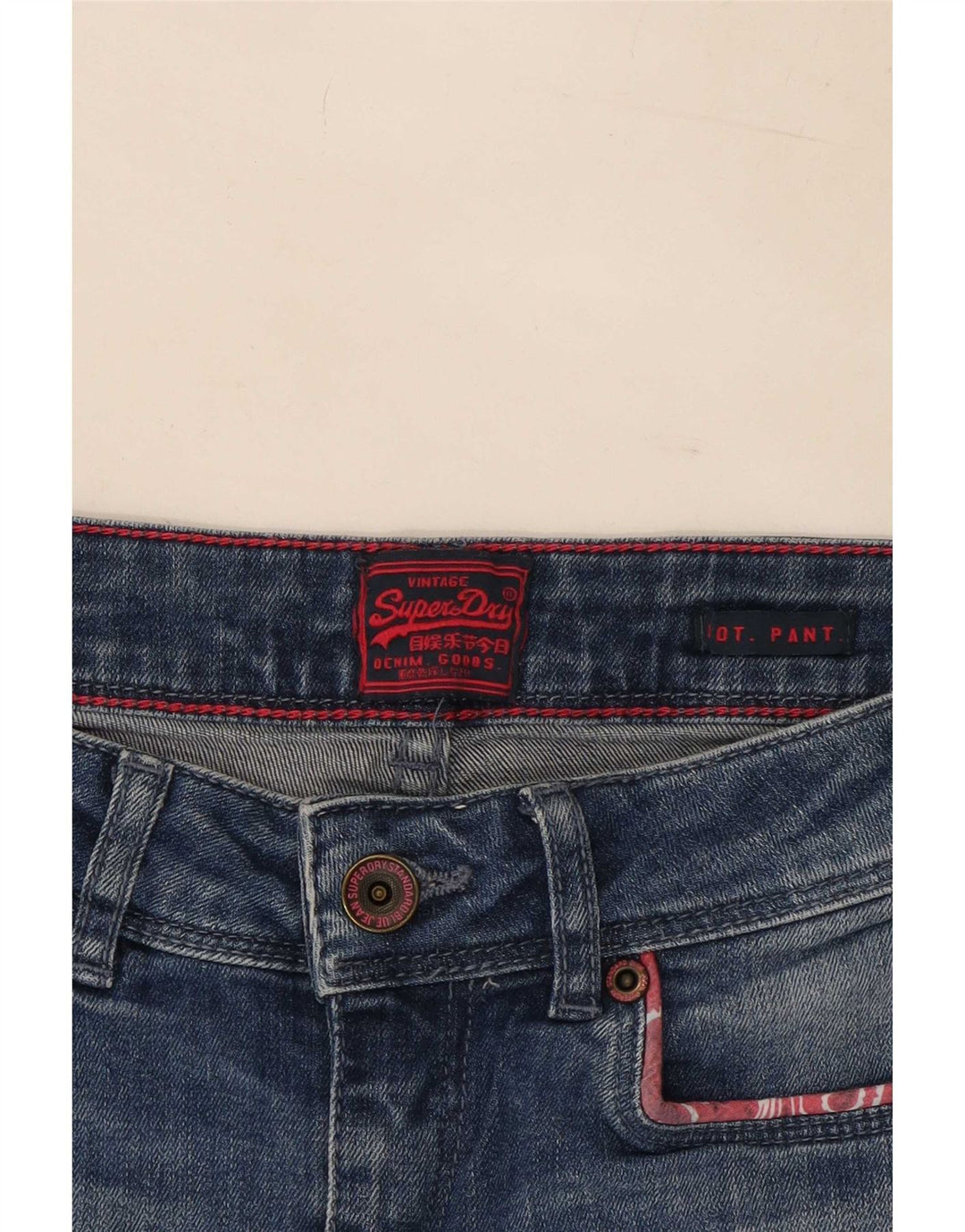 Superdry Pantalon Chaud En Denim Femme Moyen W28 Bleu