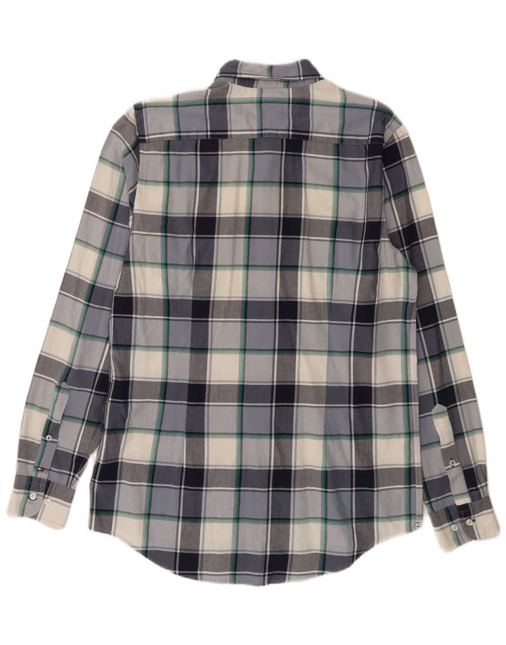 Tommy Hilfiger Chemise Slim Fit pour Homme en Coton à Carreaux Bleu Large