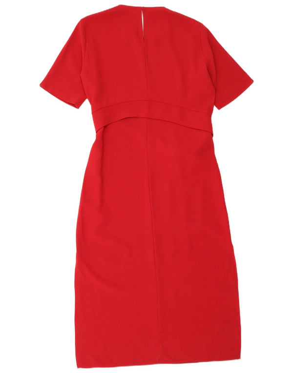 Zara Robe Maxi Femme UK 44 Polyester Rouge Moyen