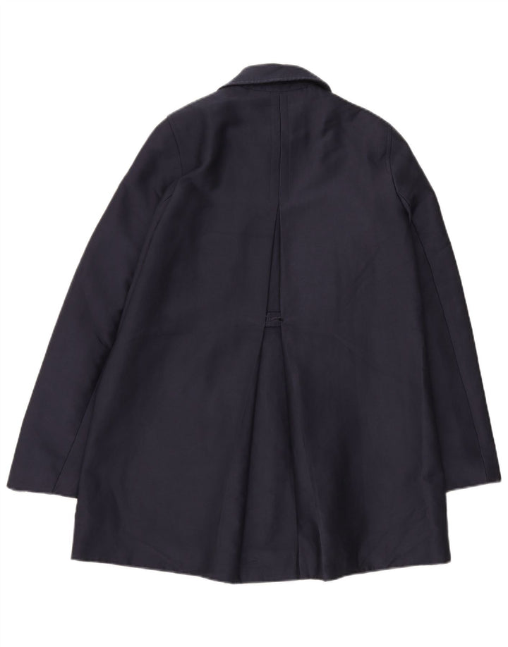 Zara Femme Pardessus UK 14 Moyen Bleu Marine Coton