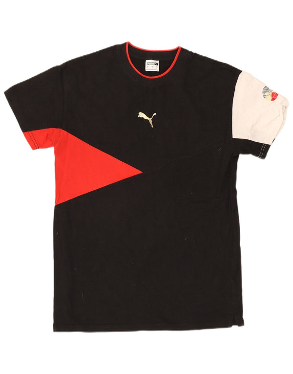 Puma T-shirt pour homme en coton color block Noir Taille S