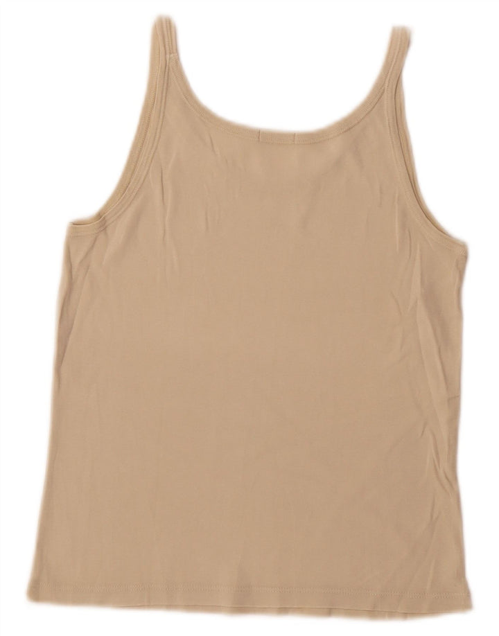 Benetton Femme Cami Top UK 10 Petit Coton Beige