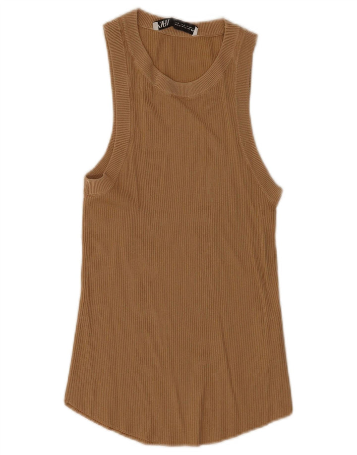 Zara Femme Débardeur UK 12 Marron Moyen Polyester
