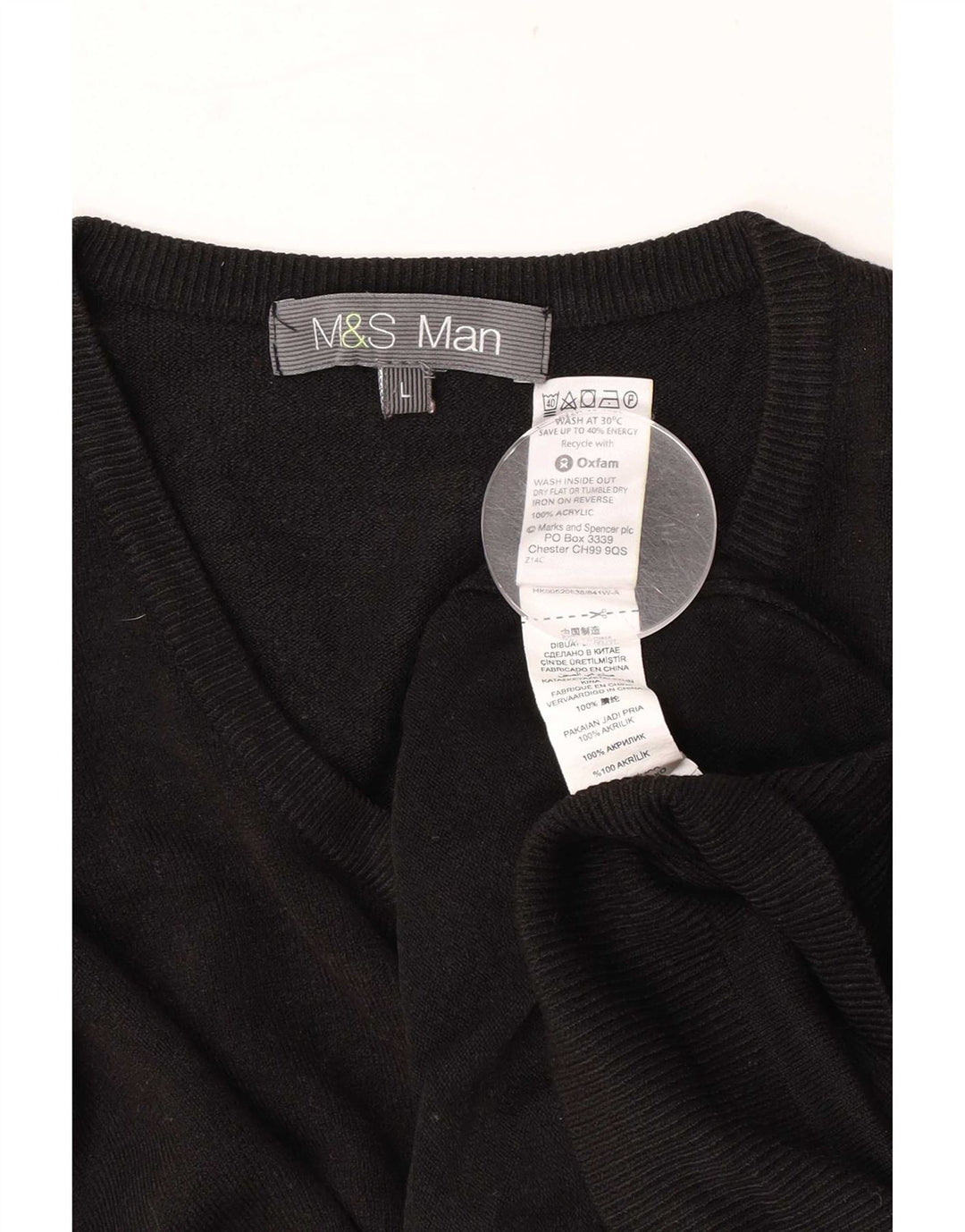 Marks & Spencer Pull col V pour homme en acrylique noir Taille L