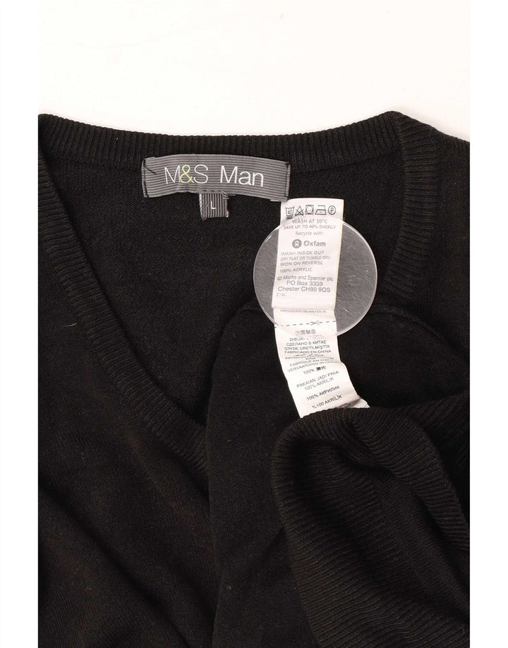 Marks & Spencer Pull col V pour homme en acrylique noir Taille L