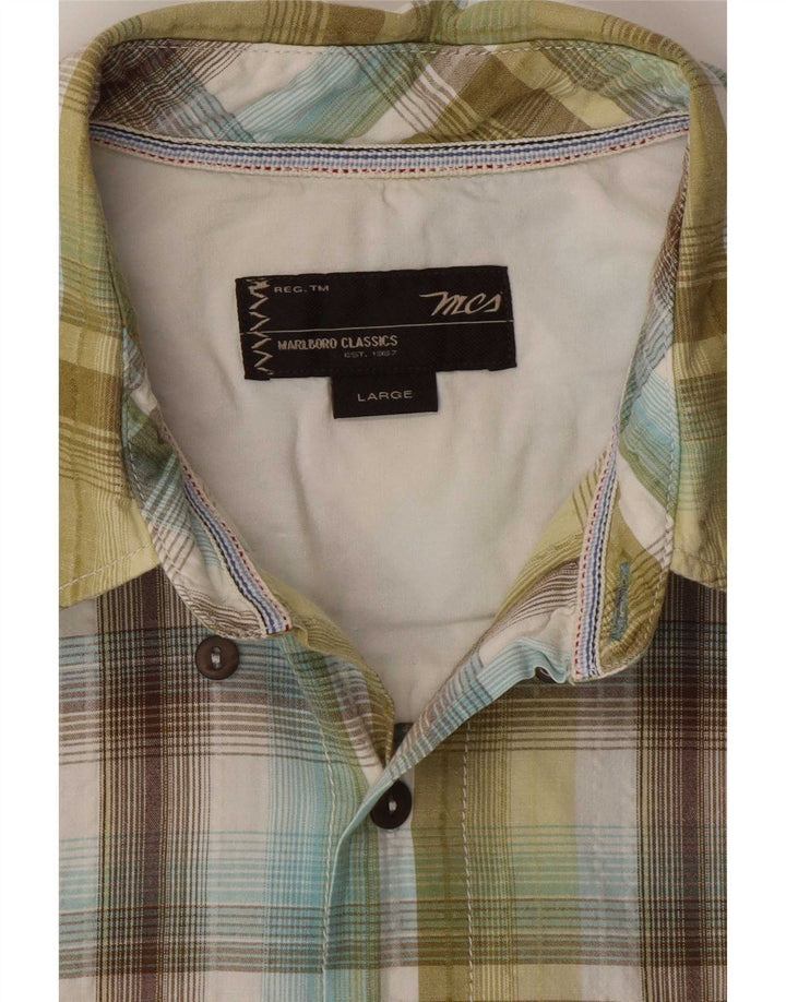 Marlboro Classics Chemise à manches courtes pour homme Grand carreaux verts