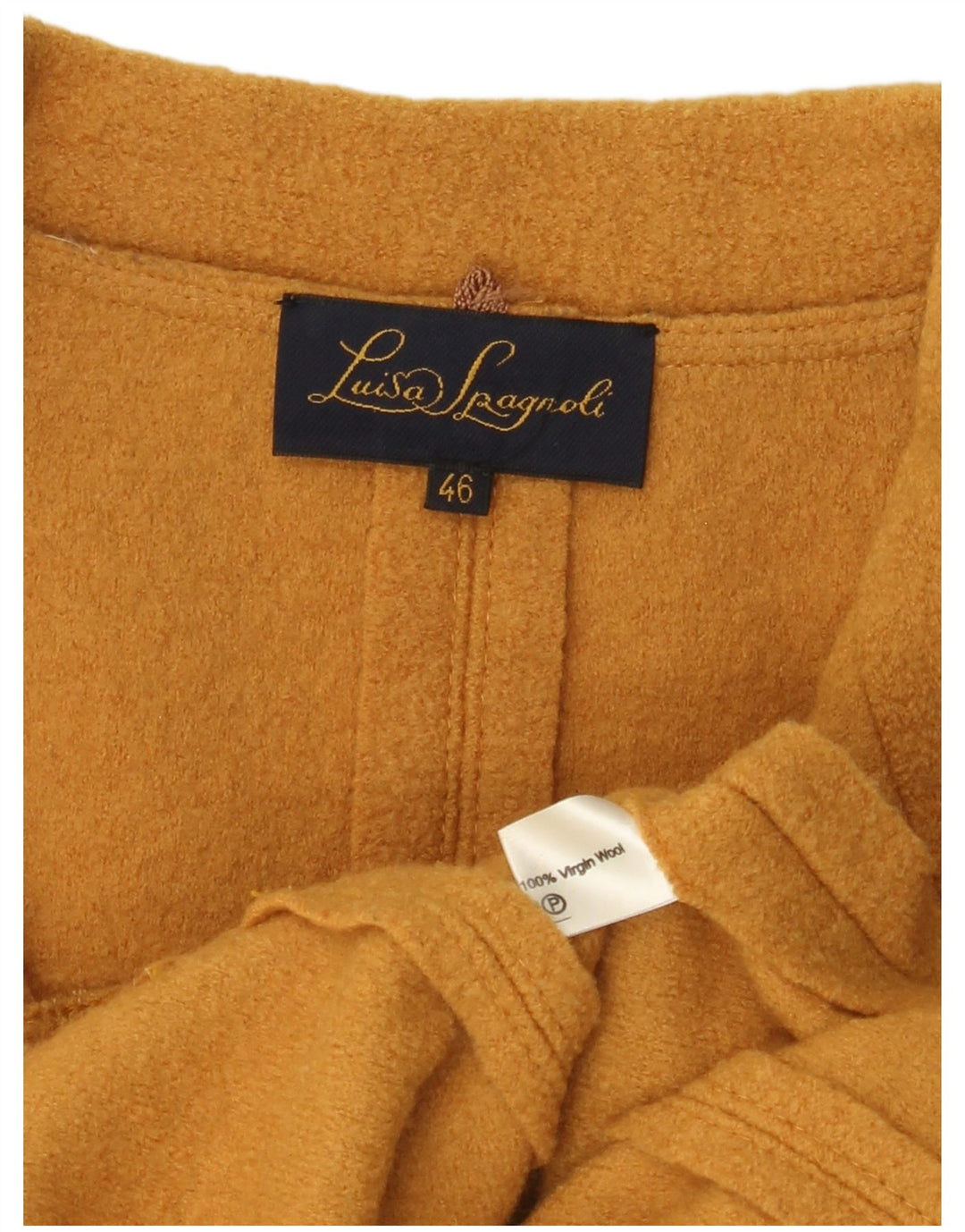 Luisa Spagnoli Veste Blazer 2 Boutons Femme IT 46 Large Laine Jaune