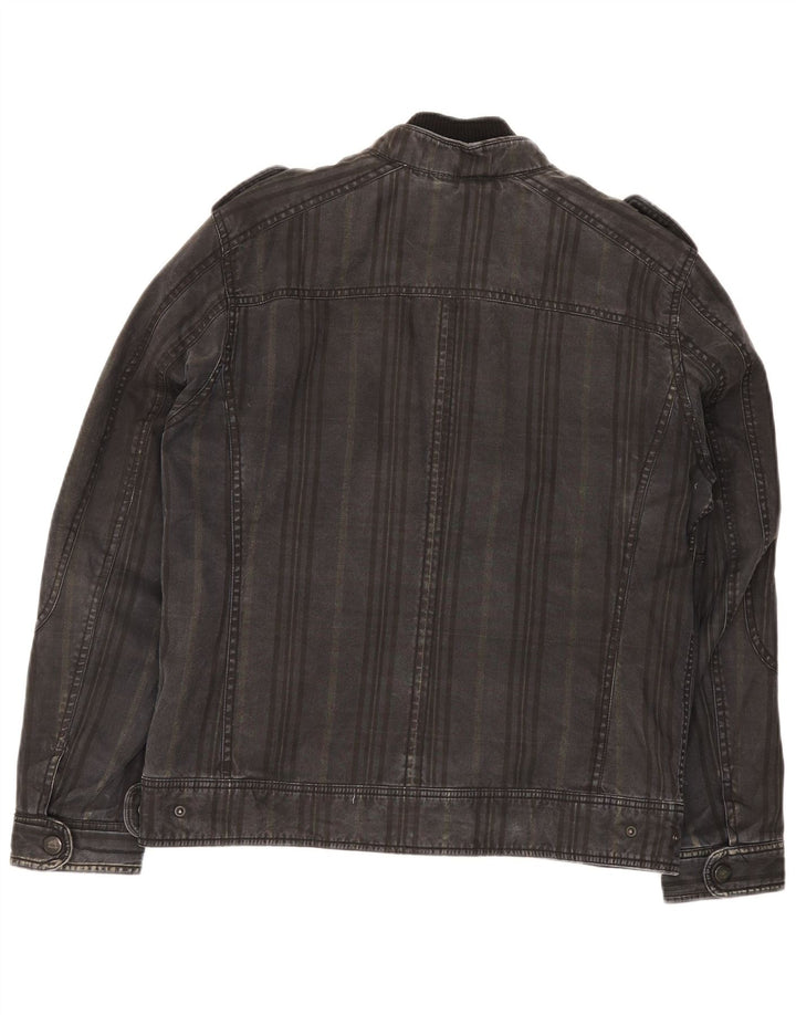Zara Veste en jean militaire pour homme UK 40 Large Gris Coton