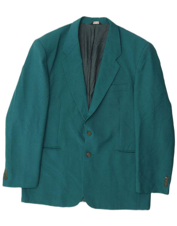vintage Homme 2 Bouton Blazer Veste IT 54 2XL Laine Bleue