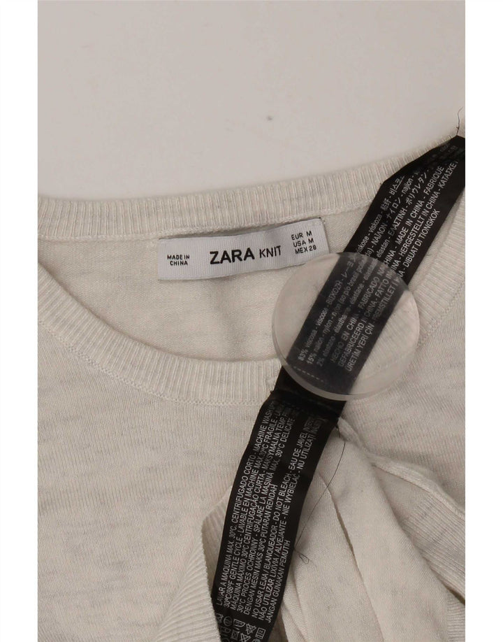 Zara Cardigan Femme Pull UK 12 Gris Moyen Viscose Moucheté
