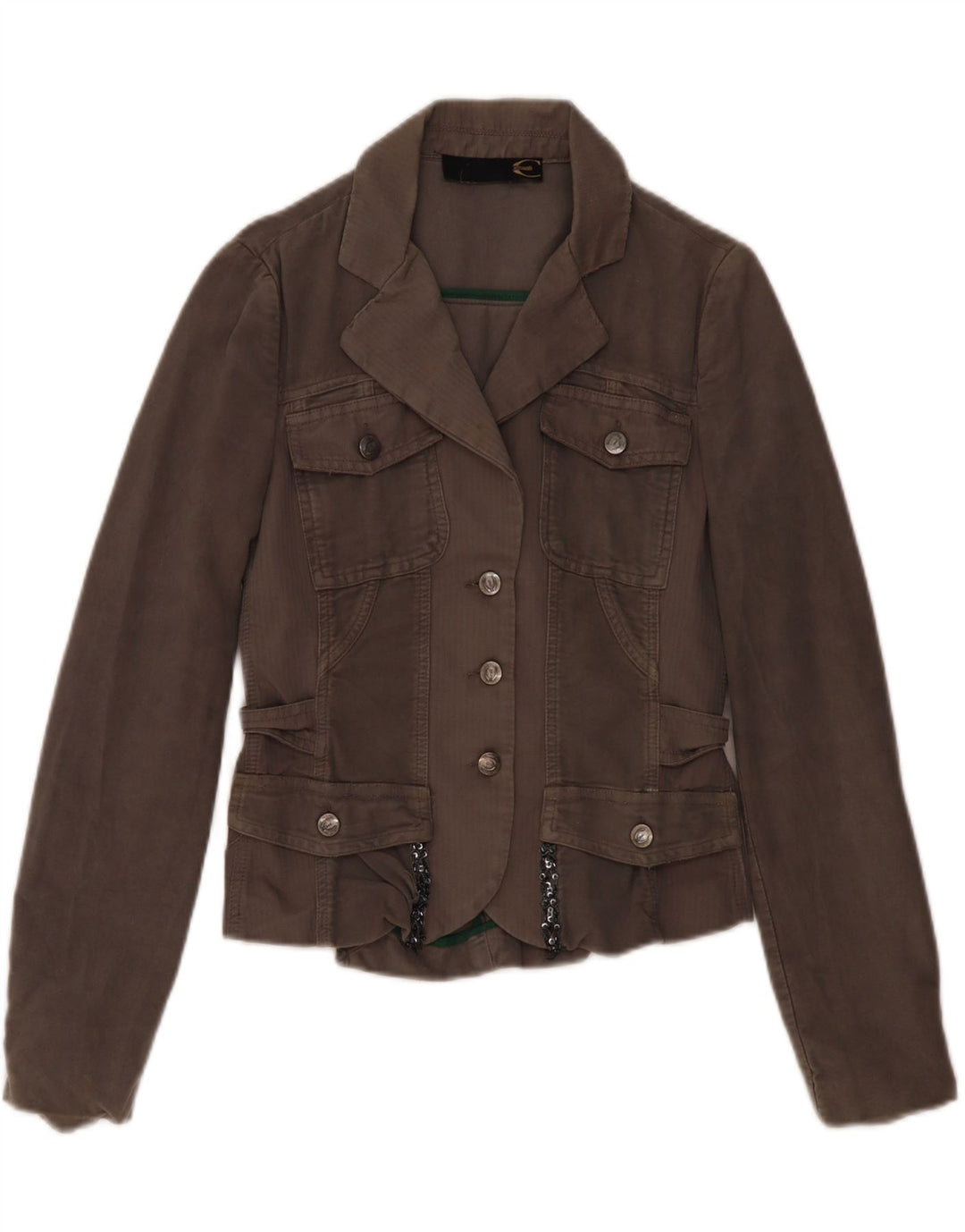 JUST CAVALLI Womens 3 Button Blazer Jacket UK 12 Medium Grey