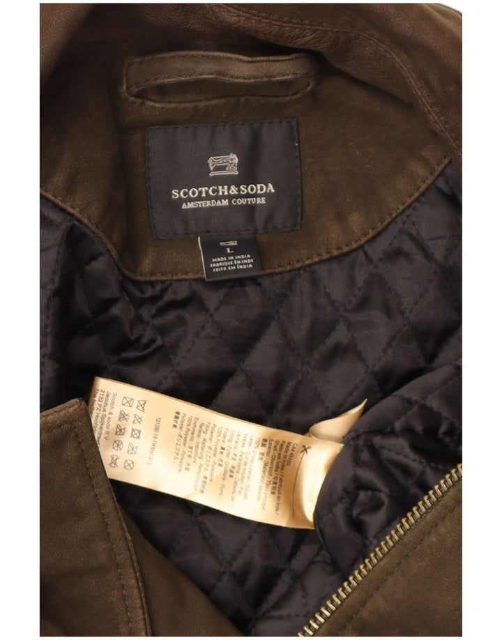 Scotch & Soda Veste en daim pour homme UK 40 Large Kaki Cuir