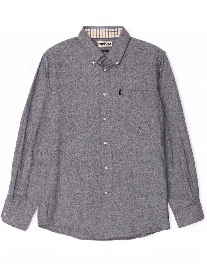 Chemise Coupe Ajustée Barbour Homme Bleu Moyen En Coton Moucheté