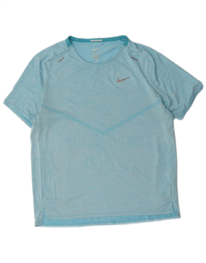 Nike T-shirt Dri Fit pour homme en polyester à fines rayures bleues