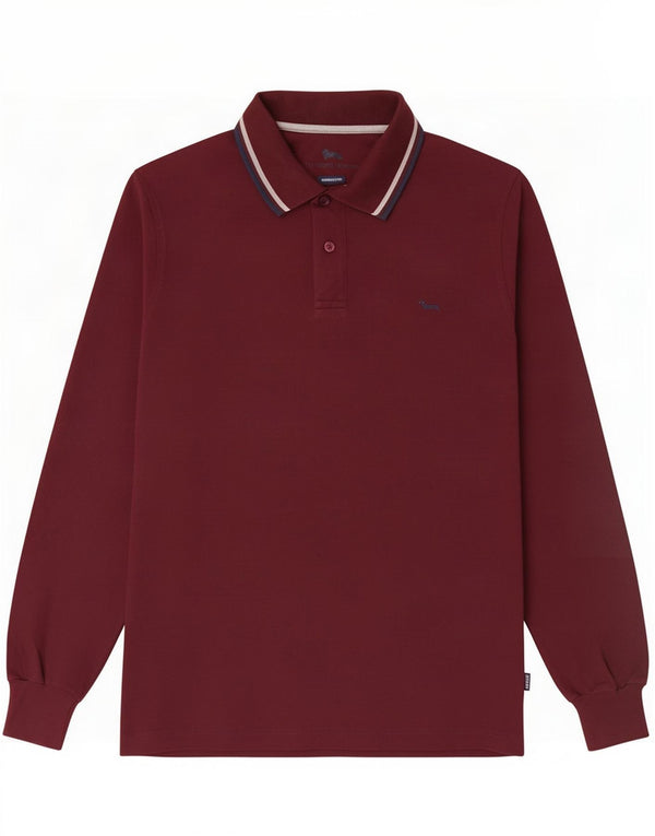 Harmont & Blaine Polo à Manches Longues Coupe Étroite Homme Bordeaux Moyen