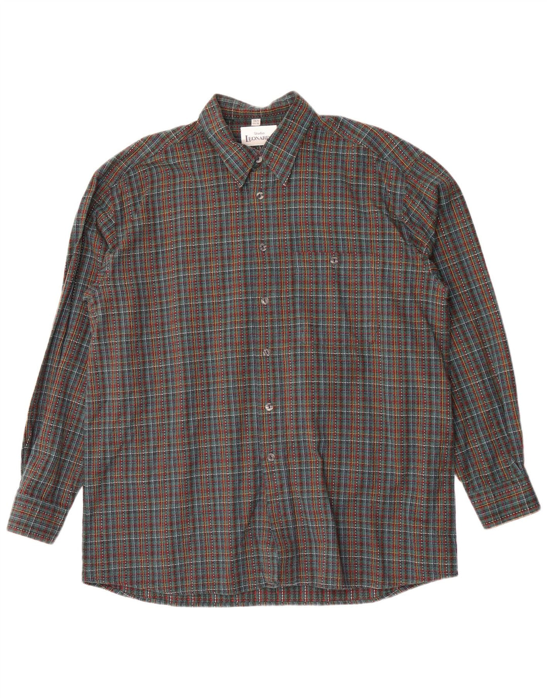 Leonardo Chemise en flanelle pour homme Taille 44 XL Vert à carreaux