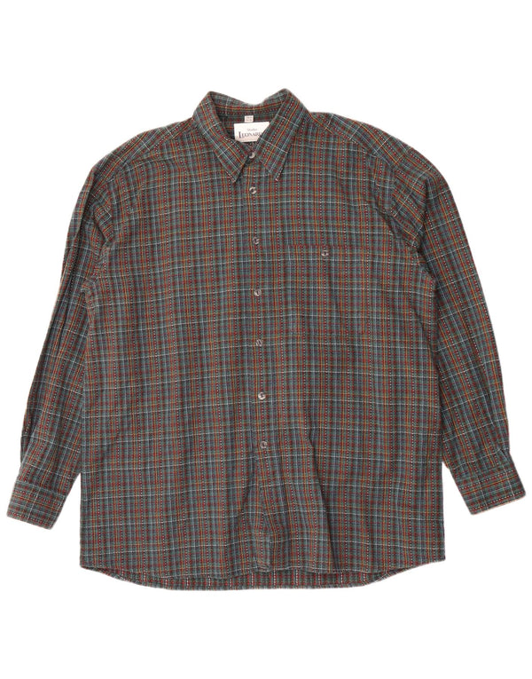 Leonardo Chemise en flanelle pour homme Taille 44 XL Vert à carreaux