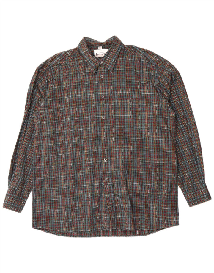Leonardo Chemise en flanelle pour homme Taille 44 XL Vert à carreaux