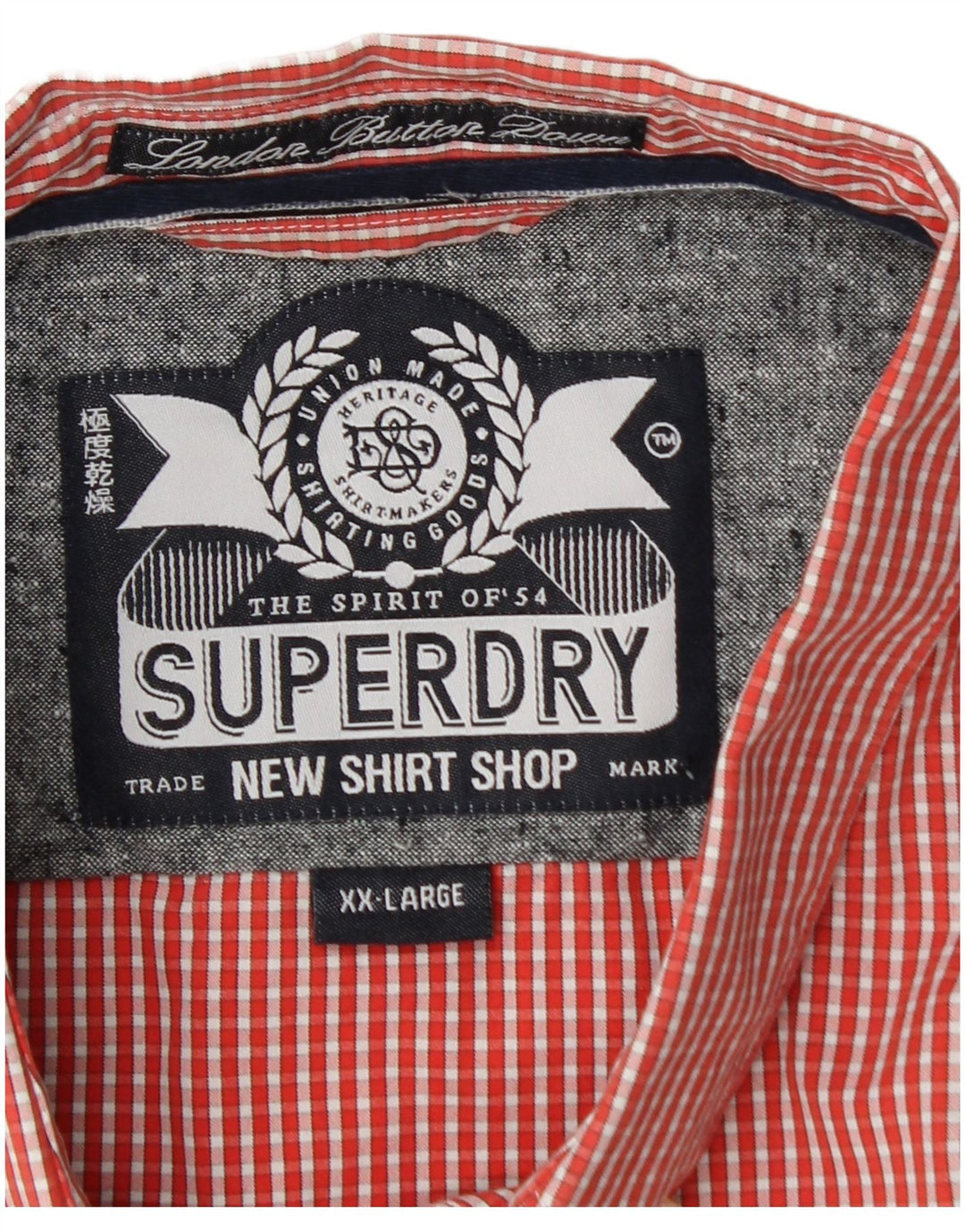 Superdry Chemise à manches courtes pour hommes 2XL Rouge Vichy Coton