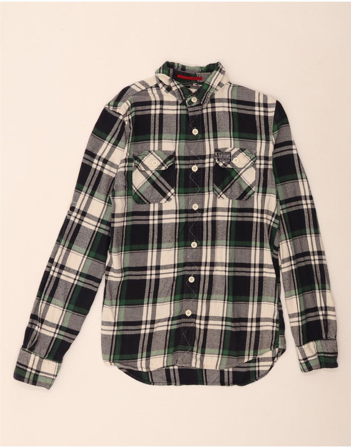 Superdry Chemise en flanelle pour homme en coton à carreaux bleu marine grand
