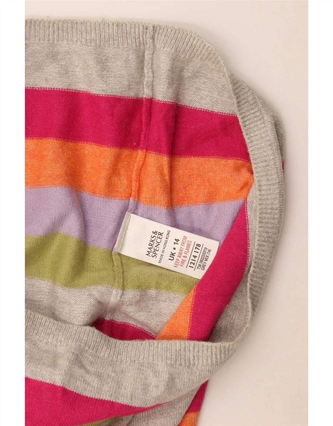 Marks & Spencer Pull col en V pour femme UK 14 Large Multicolore