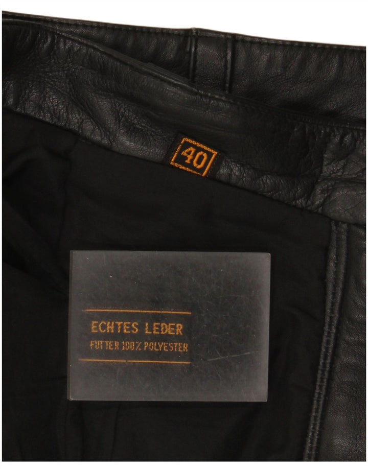 jupe en cuir femme vintage EU 40 Moyen W30 Cuir Noir