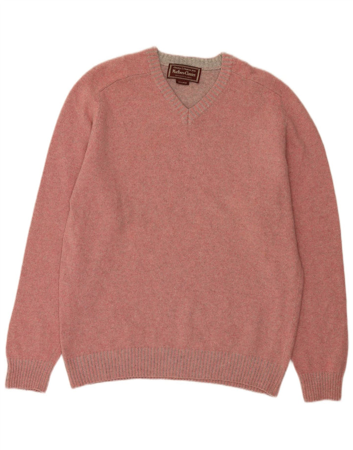 Marlboro Classics Pull col V pour homme en laine rose 2XL