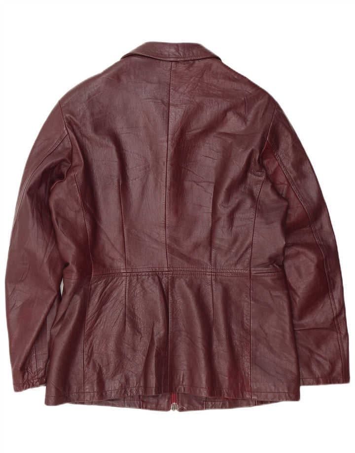 veste en cuir femme vintage UK 18 XL Cuir Bordeaux