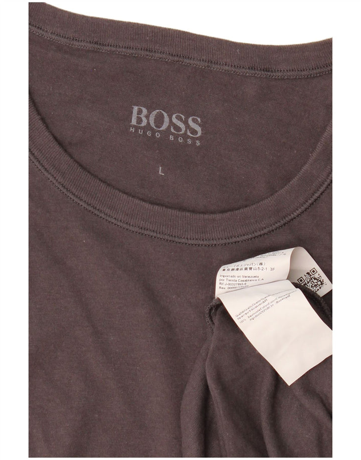 HUGO BOSS Homme T-Shirt Top Large Gris Coton