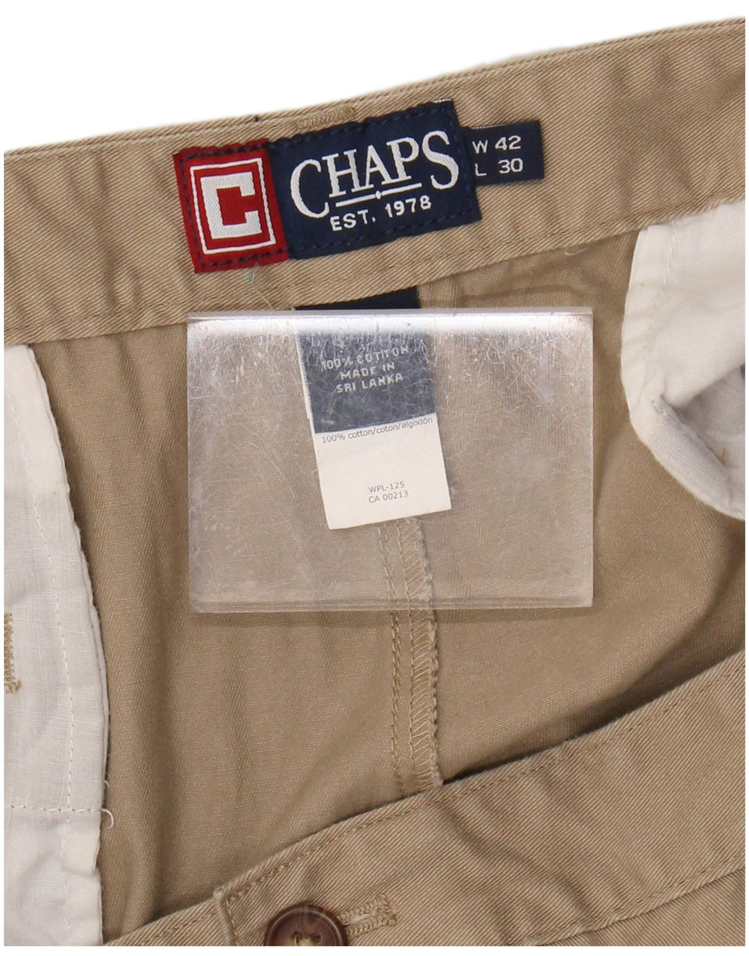CHAPS Pantalon Chino Droit Homme W42 L30 Coton Beige