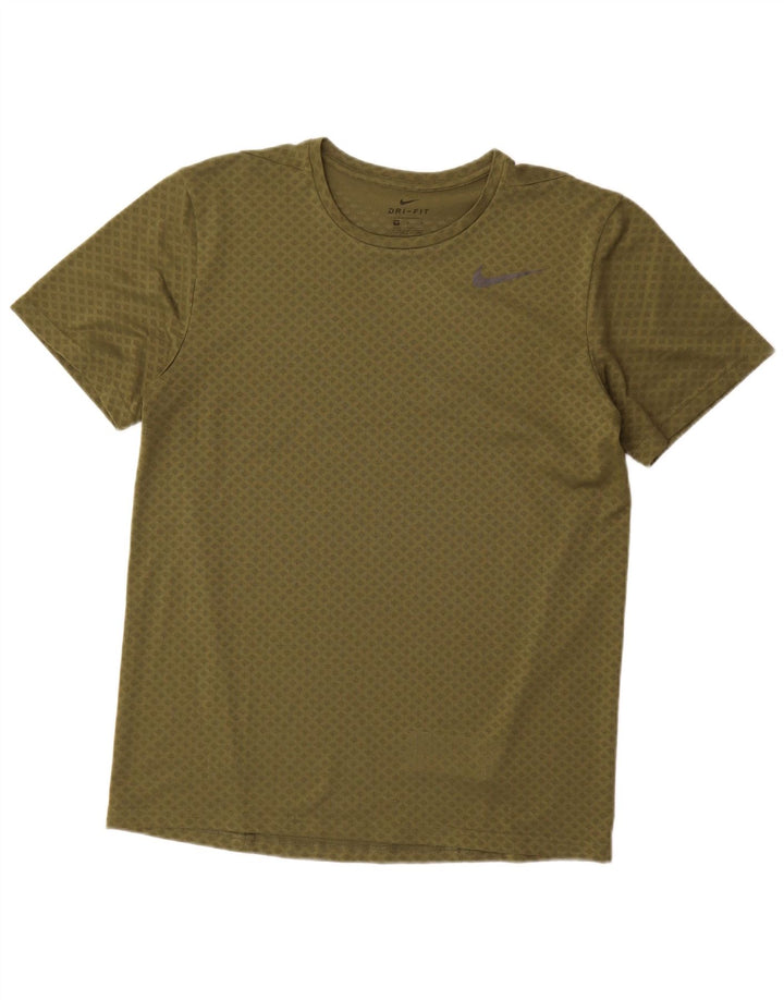 Nike Hommes Dri Fit T-Shirt Haut Kaki Géométrique Polyester
