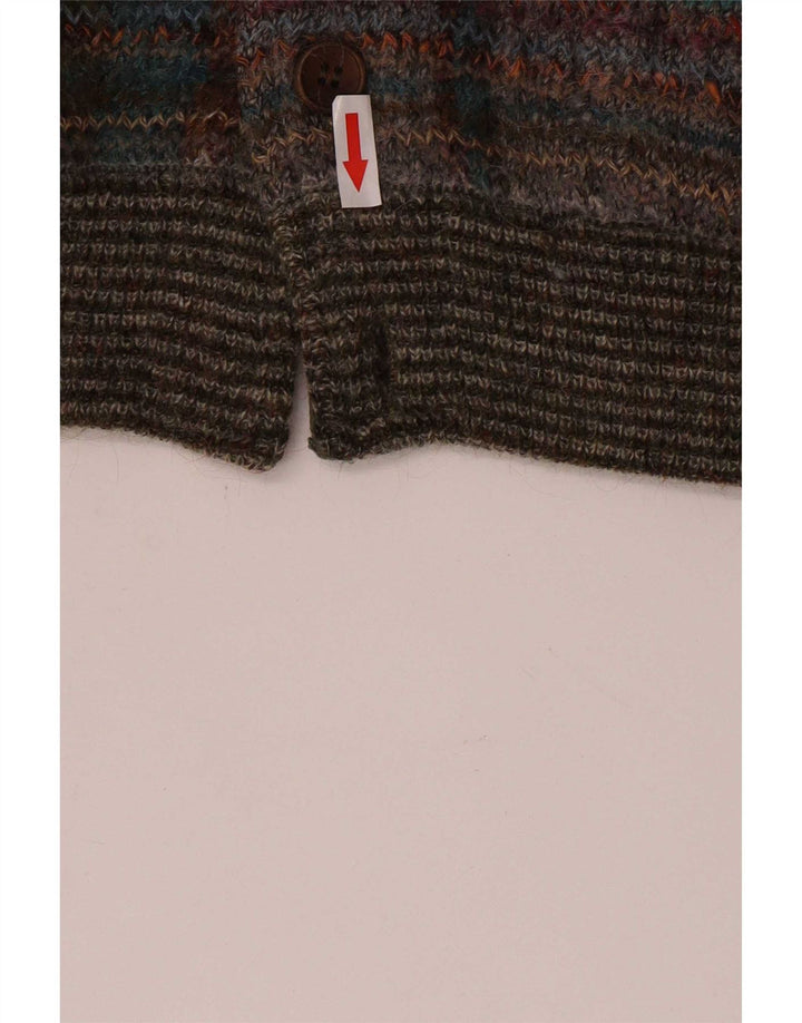 vintage Mens Cardigan Sweater IT 52 Grande laine à carreaux multicolores
